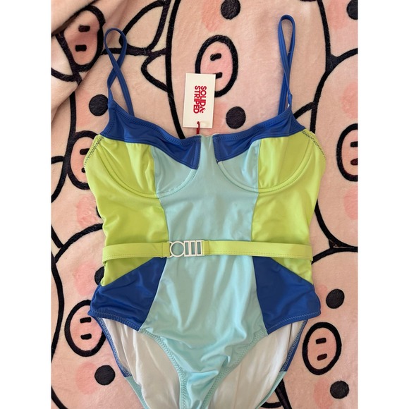 Solid and Striped The Spencer Size Large Blue Green White Anthropologie - Picture 8 of 13